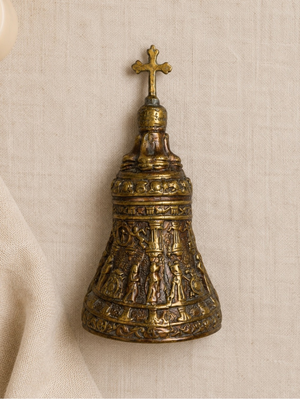 Vintage Bronze Sanctus Liturgical Bell – Religious Décor